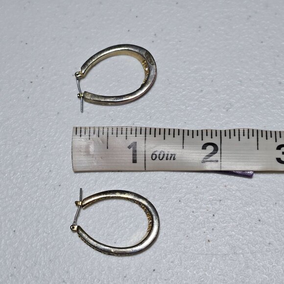 Gold Tone Rhinestone Hoop Earrings Evening Statement Womens Costume Jewelry - Picture 5 of 5